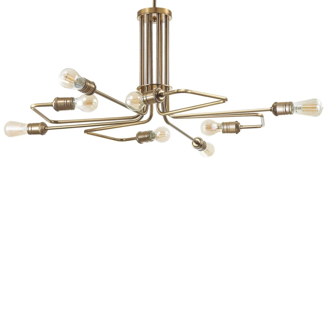 ID-TRIUMPH 160269 SP8 E27 Lustre LED en métal vieilli laiton multi-lumière suspension classique à l'intérieur