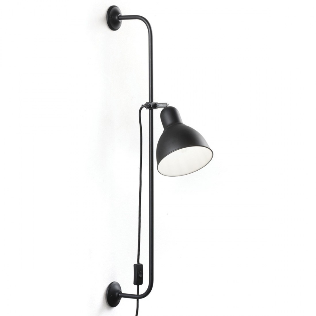 Applique murale ID-SHOWER AP1 E27 LED métal blanc mat noir interrupteur tissu lampe réglable mur moderne