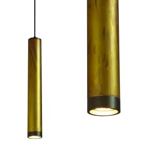 GB-LOLA suspension 929 GU10 10W LED 30H en laiton oxydé cylindre vieilli abaissé intérieur rustique vintage classique