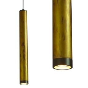 Suspension cylindre en laiton oxydé, vieilli, rustique, classique.