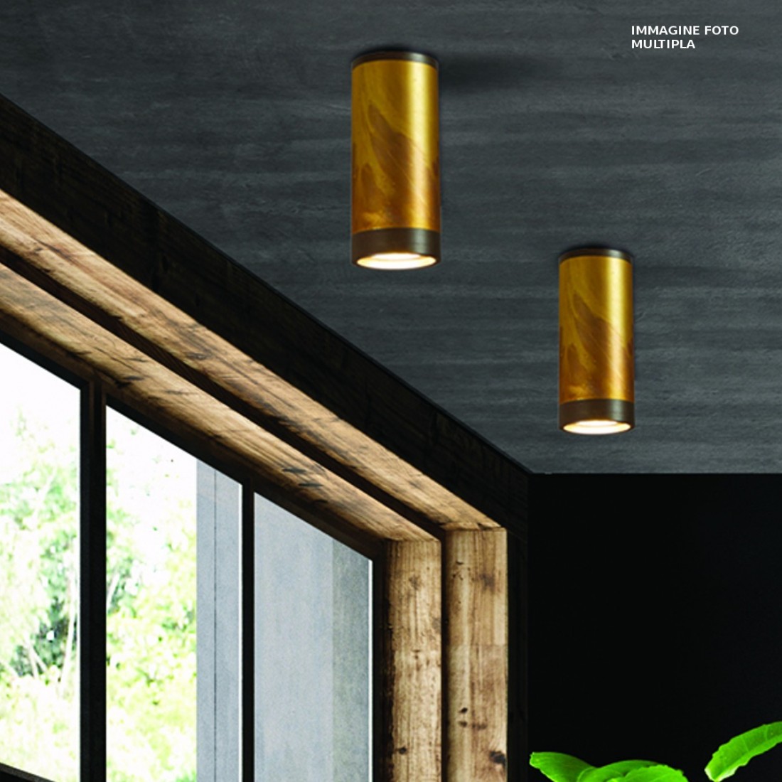 Plafoniera GB-LOLA 929 75 GU10 10W LED faretto ottone ossidato lampada soffitto rustica classica vintage interno