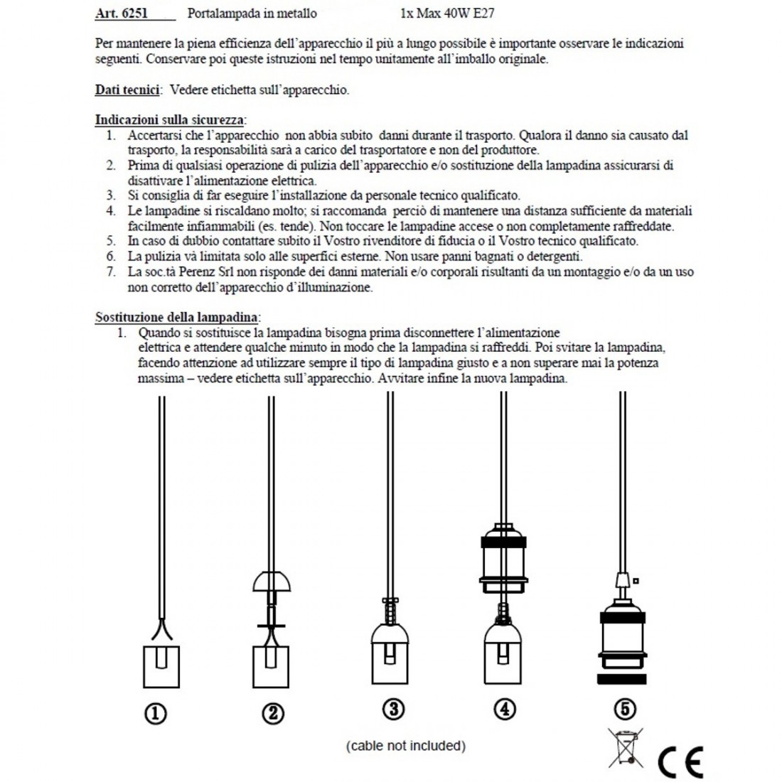 Support de lampe PZ-6251 OB E27 en métal bruni interne