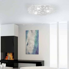 Plafonnier CO-BOLLE 755 30 PA 17W LED 1500LM 3000 ° K dimmable métal blanc sable gris lampe plafond intérieur moderne