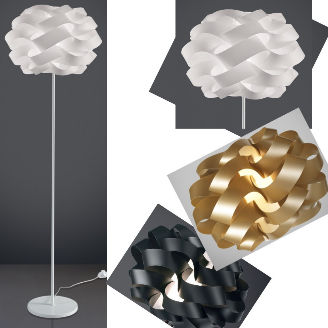 Piantana LZ-CLOUD T 170CM E27 LED polilux bianco nero oro lampada terra ultramoderna interno