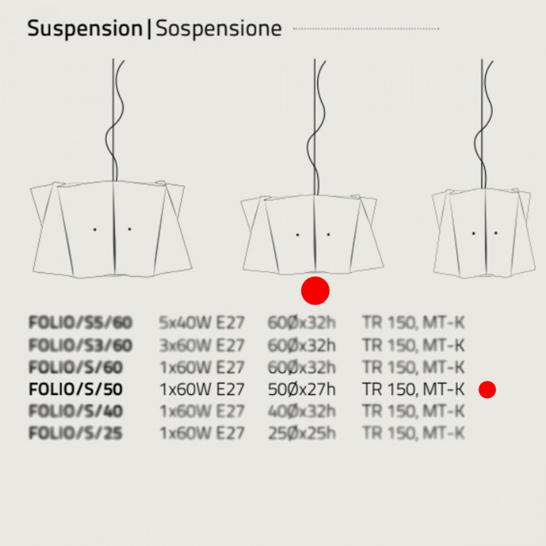 Lustre LZ-FOLIO S 50 E27 LED suspension couleur polilux blanc intérieur moderne