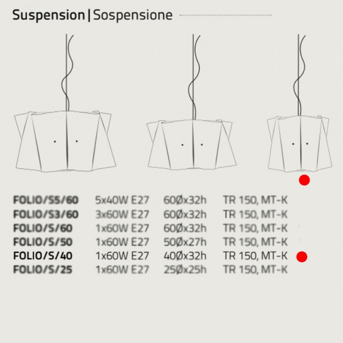 Lustre LZ-FOLIO S 40 E27 LED blanc polilux intérieur moderne suspension intérieur