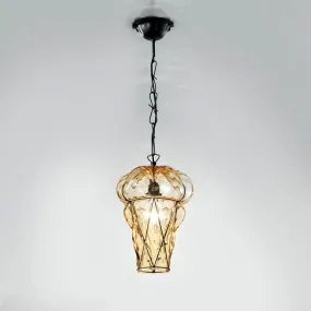 Sospensione SY-TIEPOLO 1443 24 E27 LED INOX acciaio classico vetro soffiato Murano lampadario artigianale interno