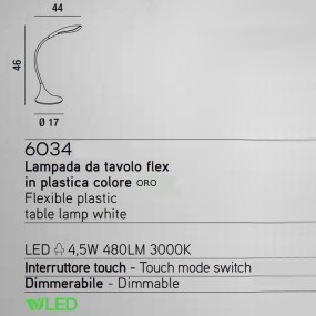 Perenz jour Perenz RATTLES 6034 OR Lampe de bureau flexible LED or dimmable touch