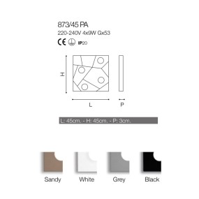 CO-STREET SYSTEM plafonnier 873 45PA 9W GX53 LED métal sable noir blanc gris carré plafonnier intérieur