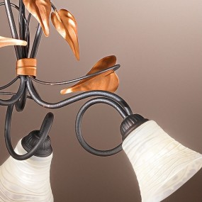 Lampadario classico Due P illuminazione TOSCA S5 E14 LED metallo vetro bianco paglierino