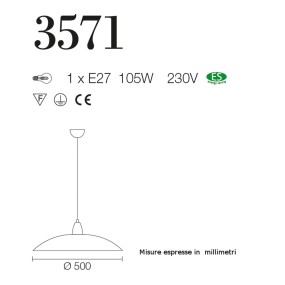Sospensione SV-FLO 3571 E27 LED 50CM piatto tondo vetro colorato lampadario moderno interno
