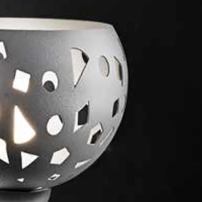 Lampadaire IL-GEO TE C1 E27 LED 173H blanc métal gris sable lampe moderne au sol demi-sphère perforée à l'intérieur