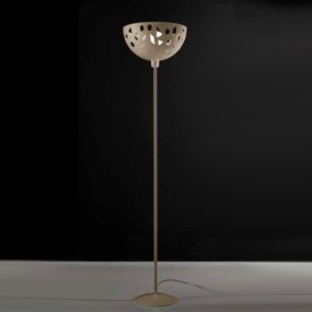 Piantana moderna Illuminando GEO TE C2 LED metallo bianco sabbia mezza sfera traforata E27 H178