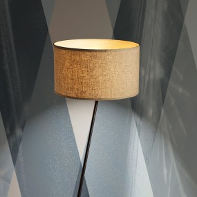 Klassische Illuminando COMODA TE LED-Stehleuchte aus Holz, verstellbarer Schirm aus sandfarbenem Stoff, Innenzylinder E27