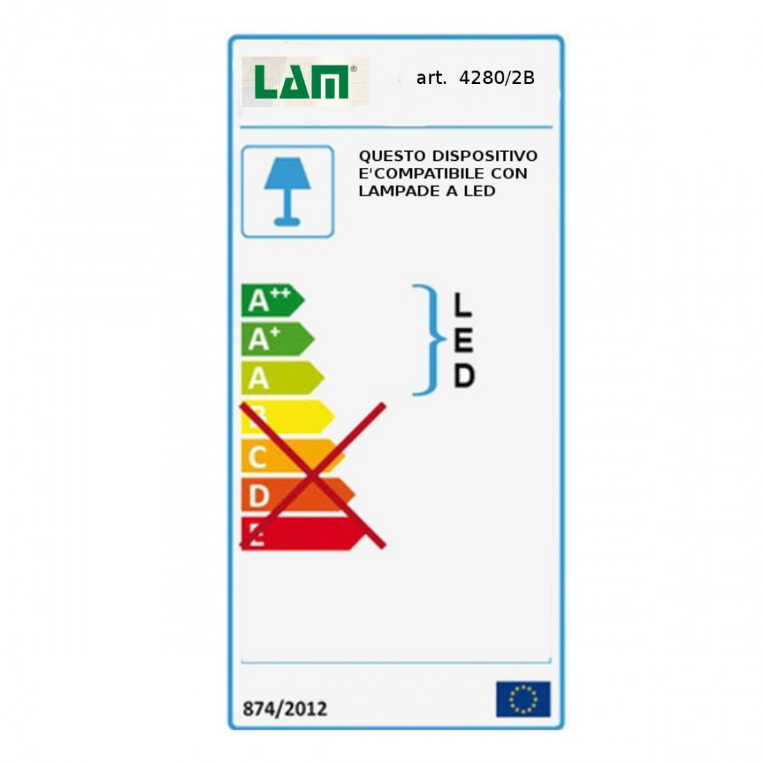 Tecla clásica LAM 4280 2B E27 LED con 2 luces