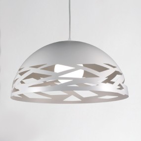 Sospensione DP-2644 SG E27 LED cupola metallo bianco monoemissione lampadario moderno interno