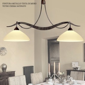 Bilanciere LM-4280 2B E27 LED classica rustica lampadario metallo vetro invecchiato interni