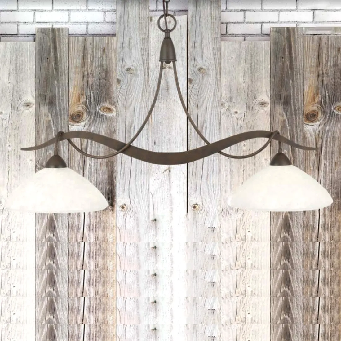 LM-4280 2B E27 LED barbell classique lustre en métal rustique intérieur en verre vieilli