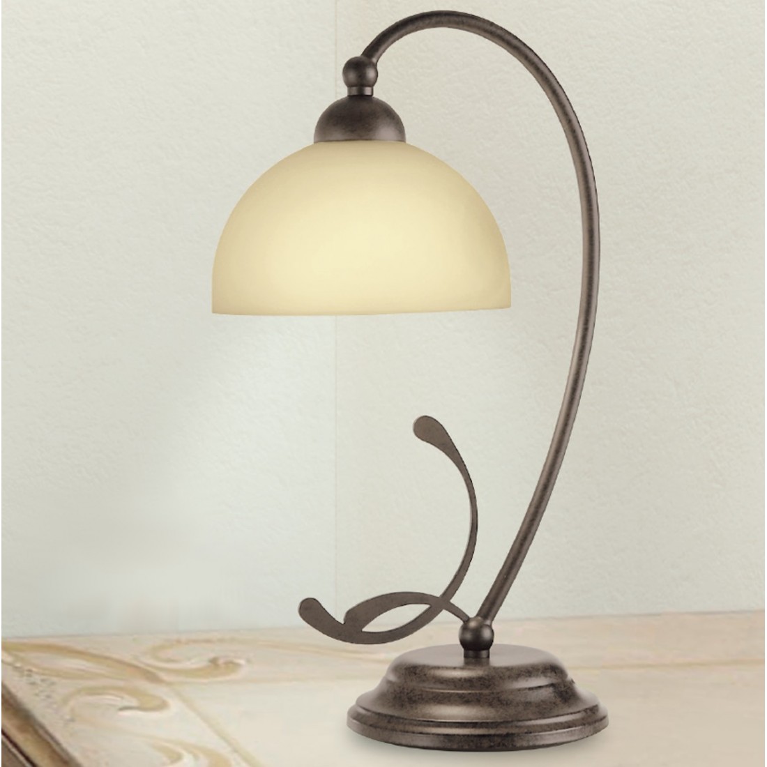 Abat-jour LM-1910 E14 40W lampada tavolo classica metallo vetro interno