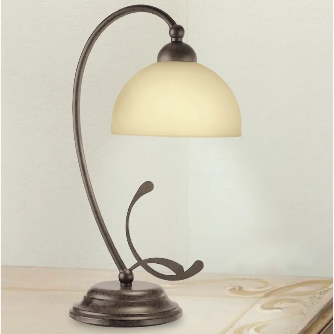 Abat-jour LM-1910 E14 40W lampada tavolo classica metallo vetro interno