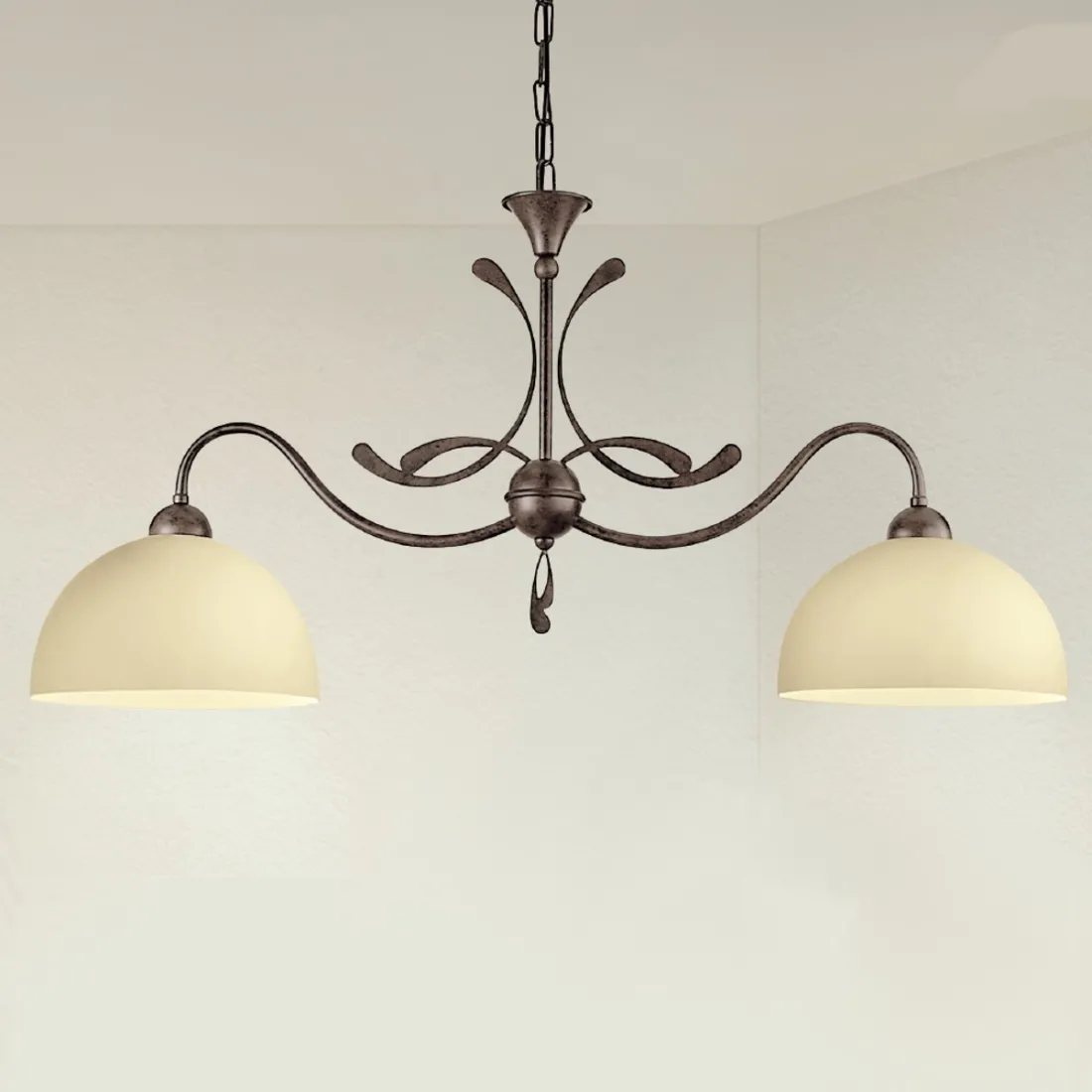 LM-1910 E27 rocker classique LED métal lustre intérieur en verre