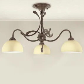 Plafoniera LM-1910 3PL E14 LED classica lampada soffitto metallo vetro interno