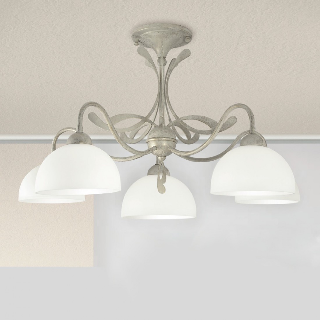 Plafoniera LM-1910 3PL E14 LED classica lampada soffitto metallo vetro interno