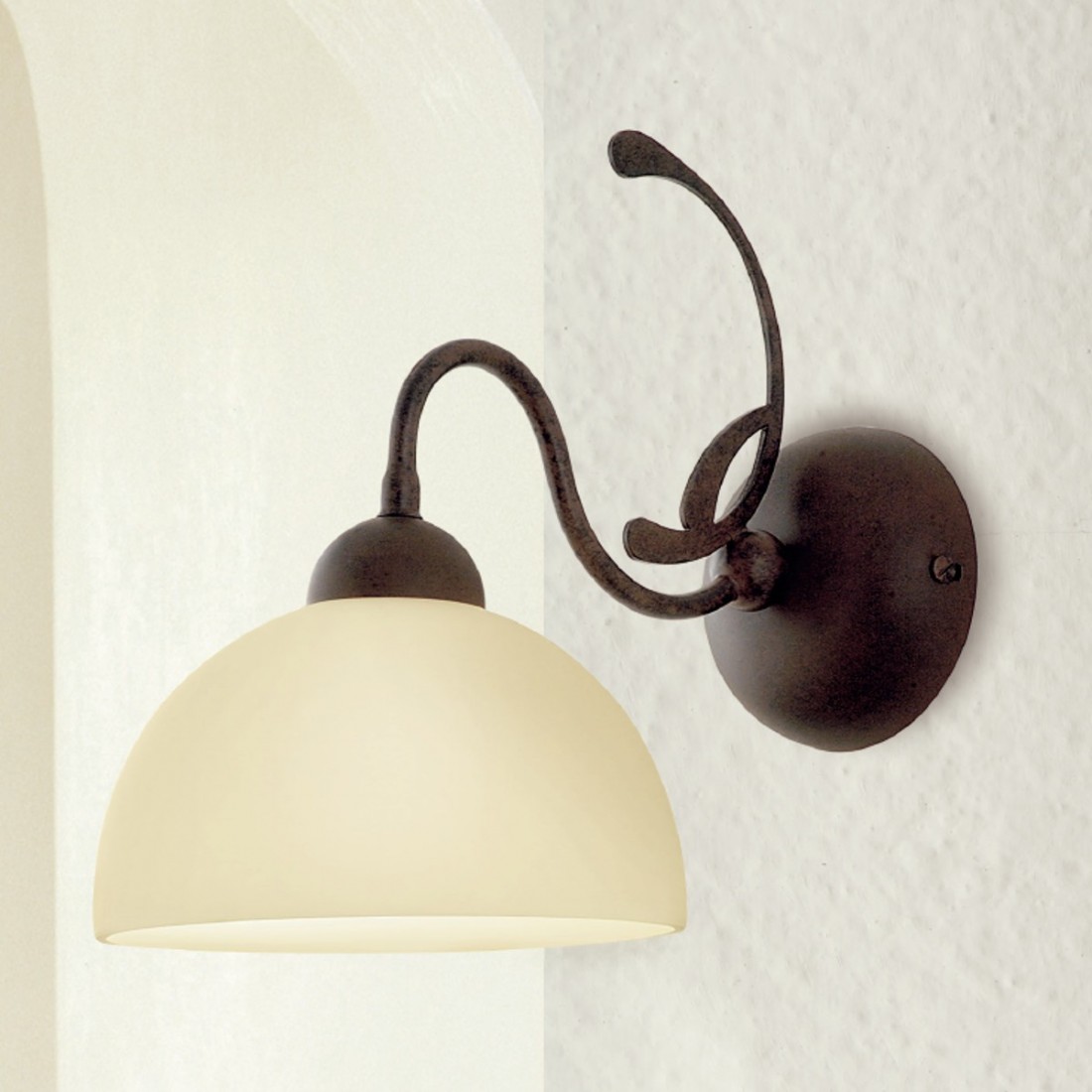 Applique LM-1910 E27 LED classica rustica lampada parete metallo vetro interno