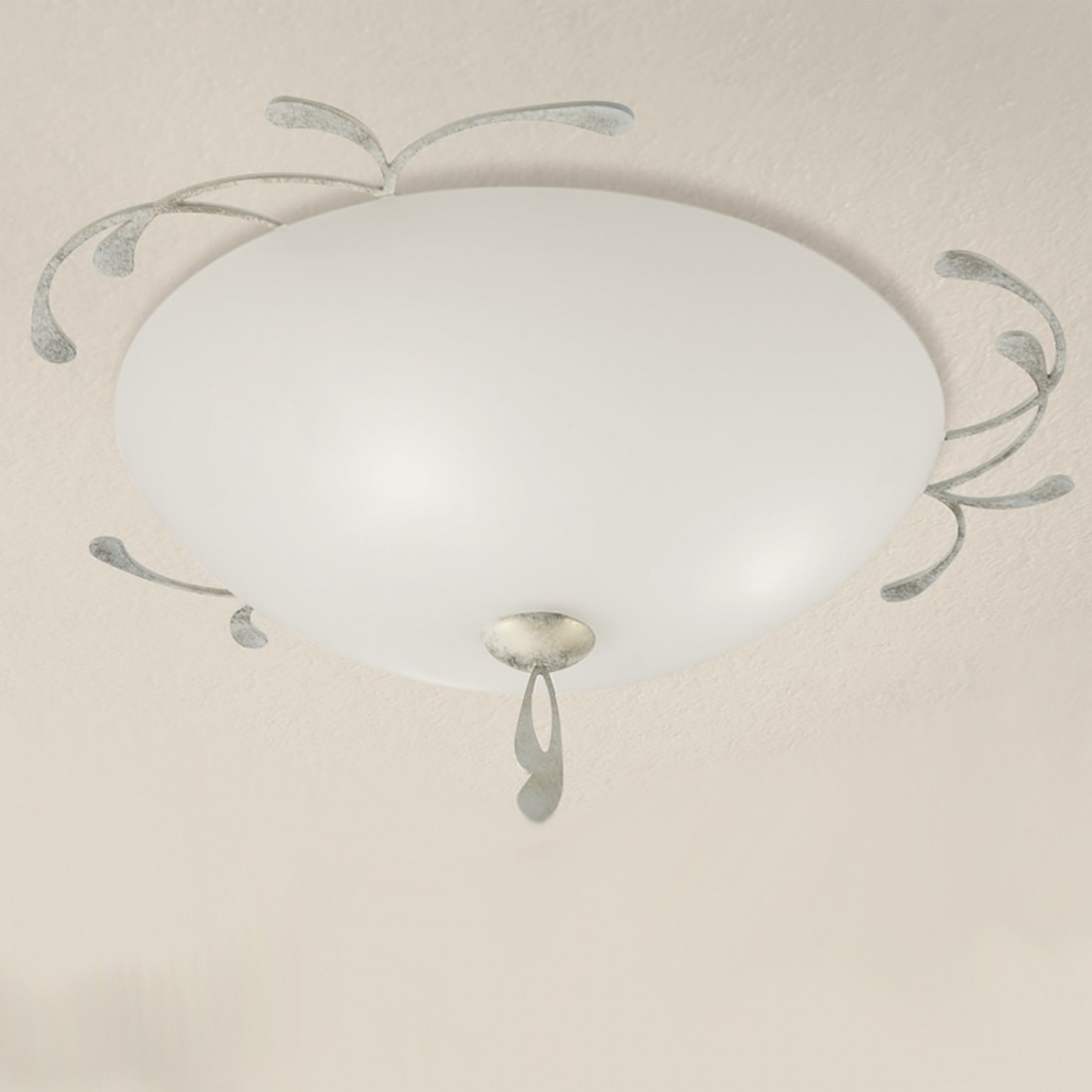 LM-1910 PL 40 E27 plafonnier LED plafonnier rond classique en verre blanc ou crème en métal brun ivoire