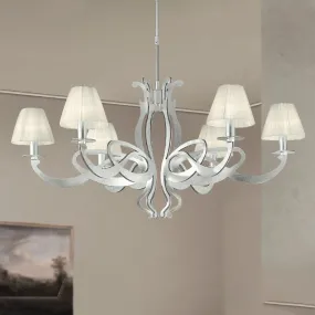 Lampadario LM-2000 6 E14 LED classico metallo paralumi organza sospensione interno