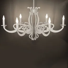 Lampadario LM-2001 6 E14 LED classico metallo decorato foglia sospensione interni