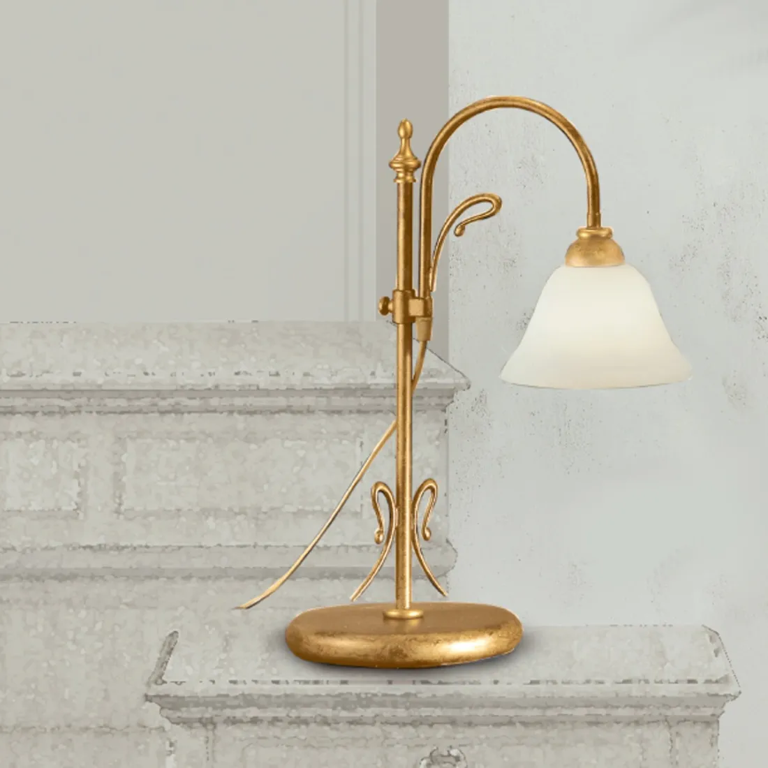 Abat-jour LM-2383 E14 40W lampada tavolo classica vetro metallo interno