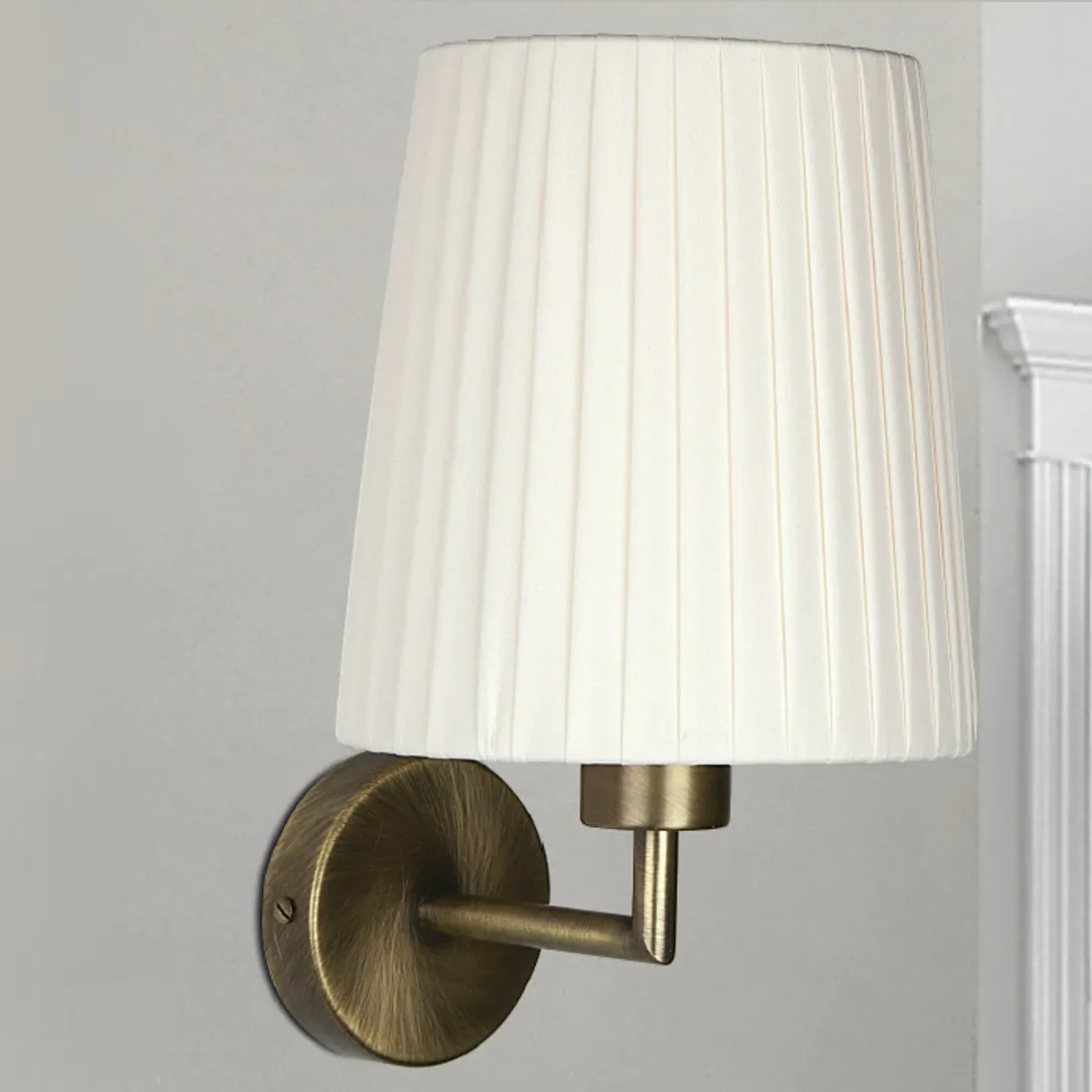 Applique LM-6986 E27 LED classico metallo paralume tessuto plissettato lampada parete interno