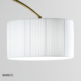 Piantana LM-6985 E27 LED grande dimmerabile arco classica metallo tessuto plissettato lampada terra interni