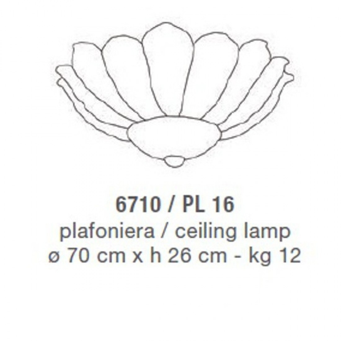 Plafonnier LM-6710 E14 LED classique plafonnier en verre de Murano grain intérieur