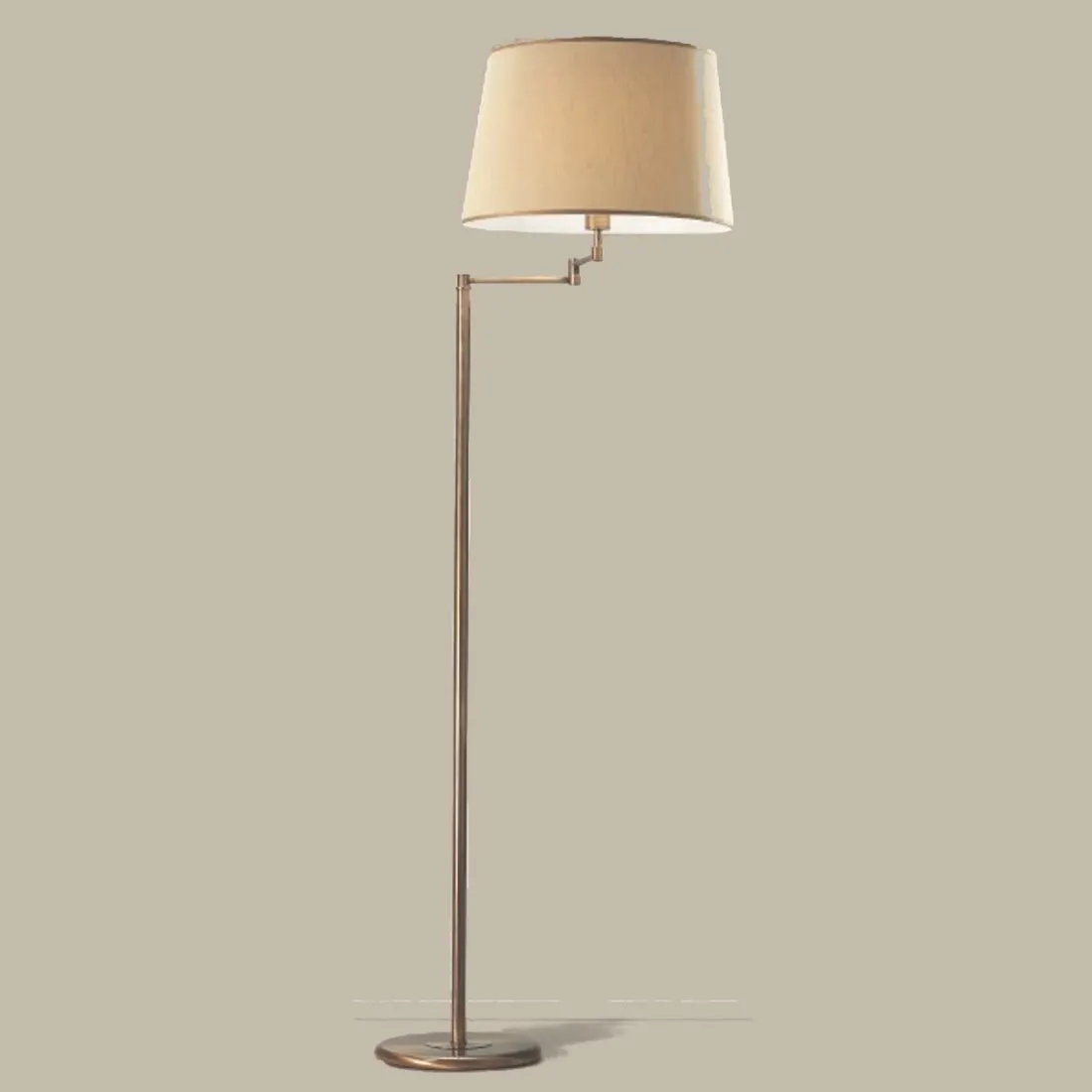 Piantana LM-6990 E27 LED orientabile classica metallo ottone brunito paralume tessuto lampada terra interni