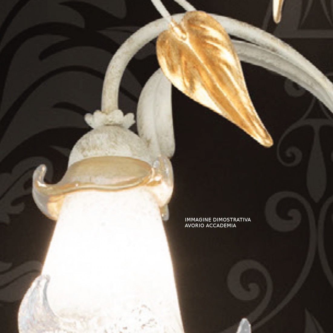 Abat-jour LM-3850 2 LT E14 LED classica metallo avorio foglia oro argento vetro lampada tavolo floreale interni