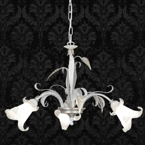 Lampadario LM-3850 S E14 classica metallo avorio foglia oro argento vetro lampadario floreale interni