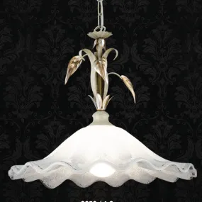 Sospensione LM-3850 1S E27 LED classica metallo avorio foglia oro argento vetro lampadario floreale interni