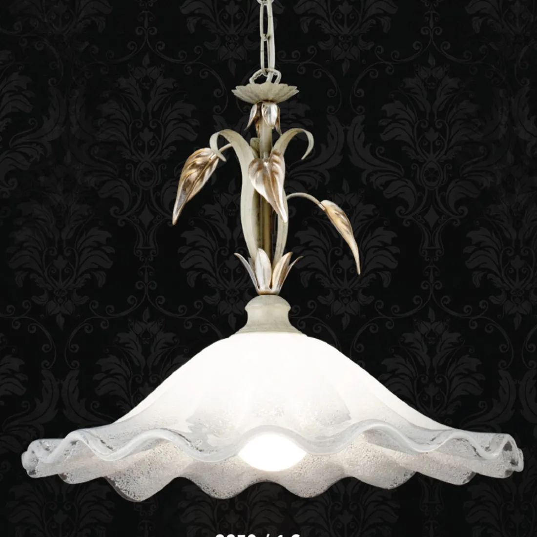 Sospensione LM-3850 1S E27 LED classica metallo avorio foglia oro argento vetro lampadario floreale interni