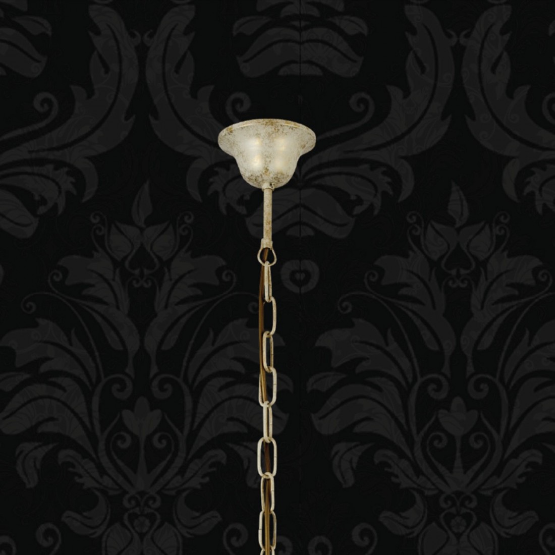 Pendentif LM-3850 1S E27 LED classique ivoire métal feuille d'or verre argenté intérieur lustre floral