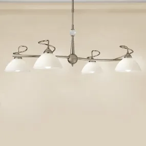 Lampadario LM-3620 4B E14 LED argento antico vetro bianco telescopico multiluce sospensione classica interno