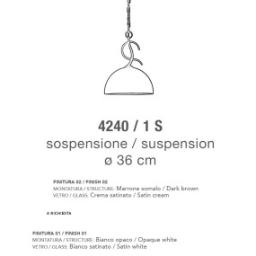 Sospensione LM-4240 1S E27 LED vetro cupola crema satinato metallo marrone lampadario classico interni