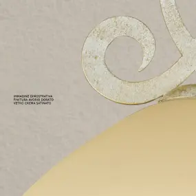 Lampadario LM-1945 1S E27 LED classico metallo bruno striato avorio dorato piatto vetro sospensione interni