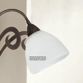 Lampadario LM-1945 1S E27 LED classico metallo bruno striato avorio dorato piatto vetro sospensione interni