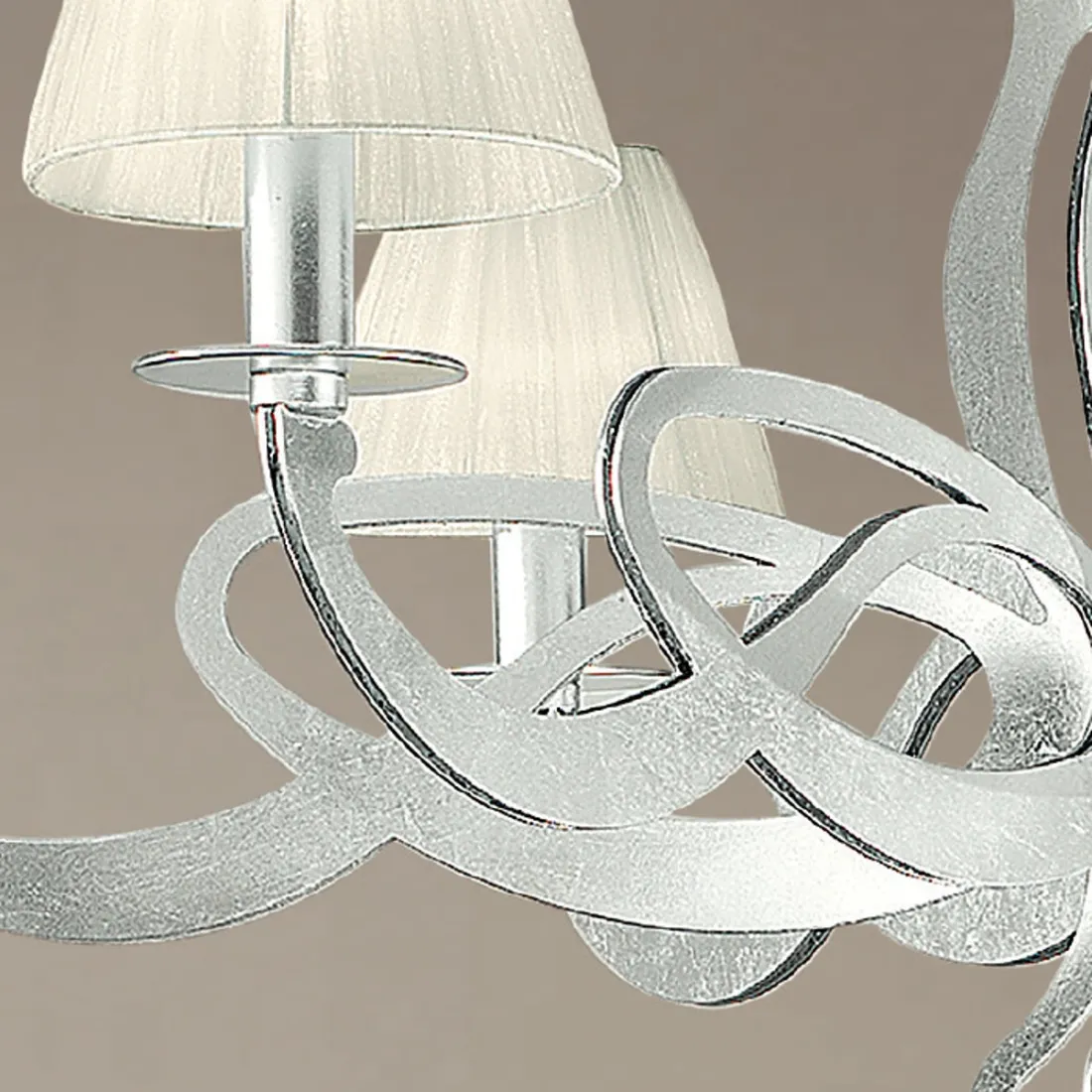 Lampadario LM-2000 6 E14 LED classico metallo paralumi organza sospensione interno