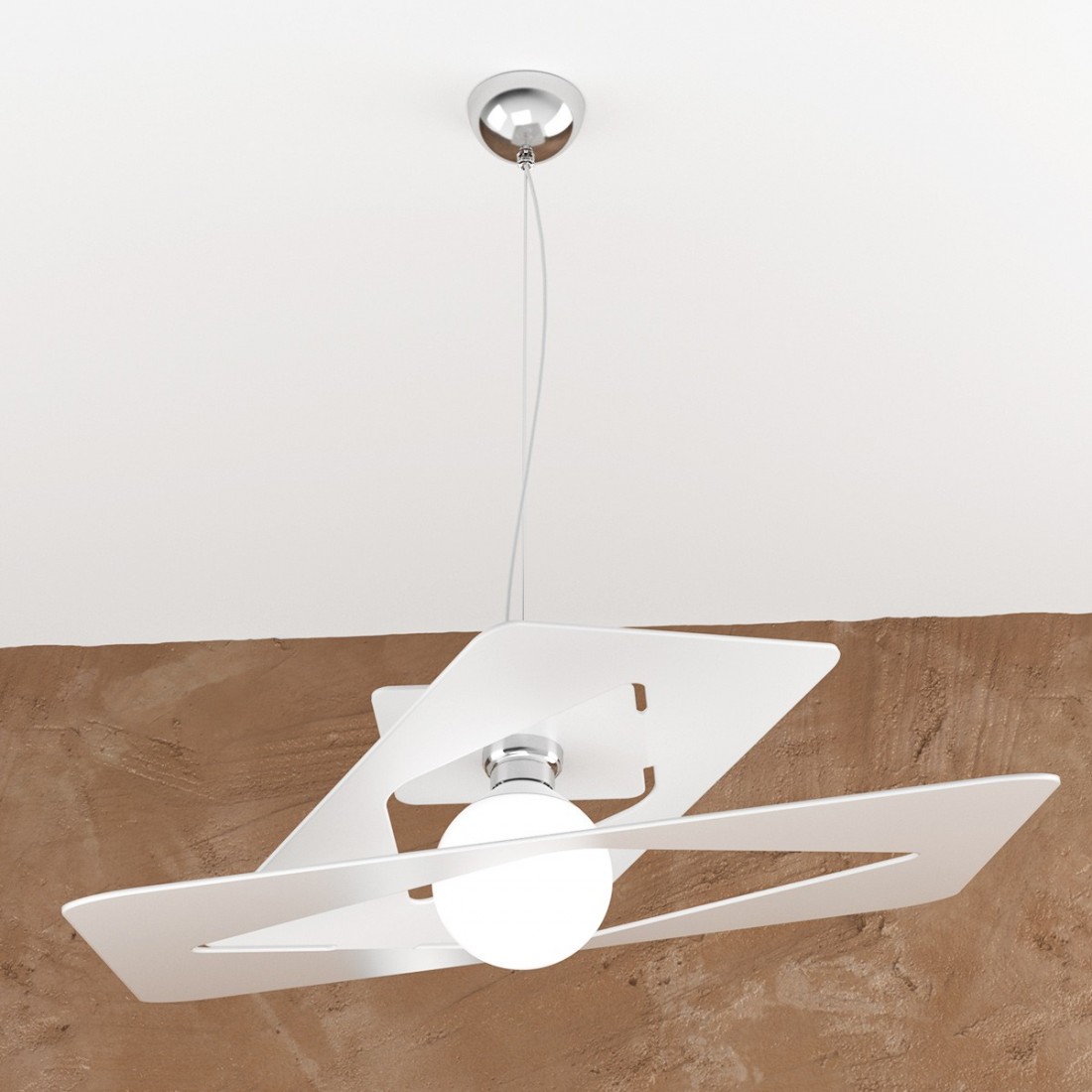 Suspension TP-WACKY E27 LED 60x60 blanc métal gris sable ultramoderne carré lustre interne