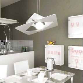 Suspension TP-WACKY E27 LED 60x60 blanc métal gris sable ultramoderne carré lustre interne