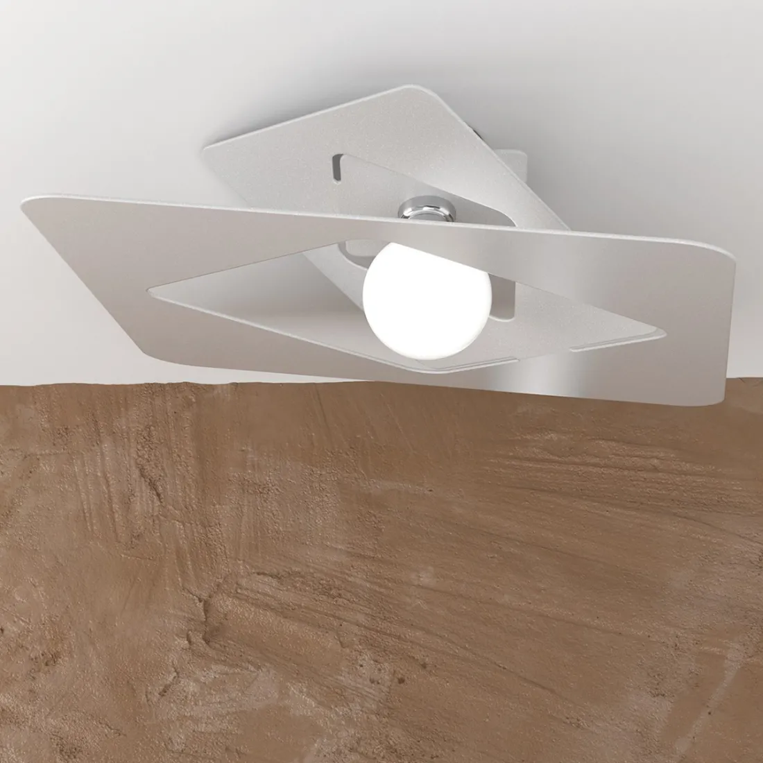 Plafoniera TP-WACKY E27 LED 60x60 metallo bianco grigio sabbia lampada soffitto ultramoderna quadrata interno