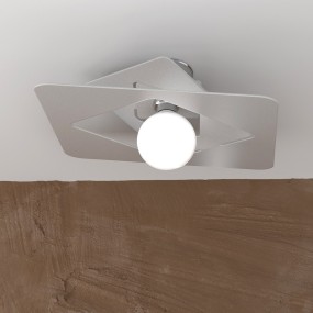 Plafoniera TP-WACKY E27 LED 45x45 metallo bianco grigio sabbia lampada soffitto ultramoderna quadrata interno